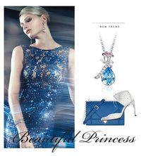 Pink Swarovski Elements Drop Pear Cut Pave Floral Necklace in 18K White Gold