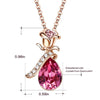Pink Swarovski Elements Drop Pear Cut Pave Floral Necklace in 18K Rose Gold