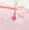 Pink Swarovski Elements Drop Pear Cut Pave Floral Necklace in 18K Rose Gold
