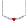 Red Heart Shaped Swarovski Elements Orchid Pave Necklace in 18K White Gold