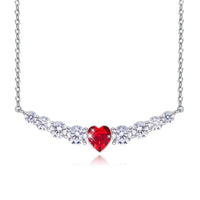 Red Heart Shaped Swarovski Elements Orchid Pave Necklace in 18K White Gold