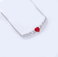 Red Heart Shaped Swarovski Elements Orchid Pave Necklace in 18K White Gold