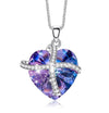 Shinning Vivid Swarovski Sleek Heart Pave Lining Necklace in 18K White Gold - 3 Options Available