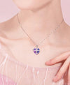 Shinning Vivid Swarovski Sleek Heart Pave Lining Necklace in 18K White Gold - 3 Options Available