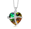 Rainbow Swarovski Sleek Heart Pave Lining Necklace in 18K White Gold
