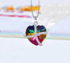 Rainbow Swarovski Sleek Heart Pave Lining Necklace in 18K White Gold