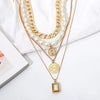 4 Piece Choker Pearl Chain Necklace Set in 18K Gold Plated