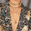 4 Piece Choker Pearl Chain Necklace Set in 18K Gold Plated