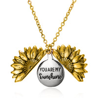 3 Options - Open Sunflower "You are my Sunshine" Pendant Necklace