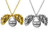 3 Options - Open Sunflower "You are my Sunshine" Pendant Necklace