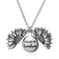 3 Options - Open Sunflower "You are my Sunshine" Pendant Necklace