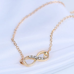 Gold Crystal Infinity Pave Pendant Chic Necklace
