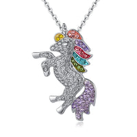 Unicorn Rainbow Pave Pendant Necklace - 2 Options