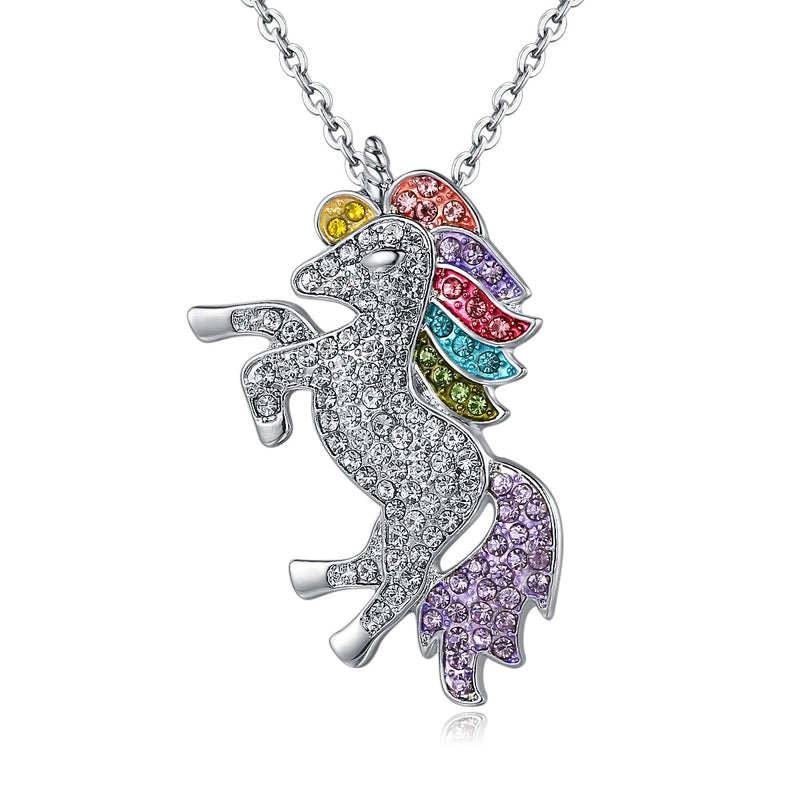 Unicorn Rainbow Pave Pendant Necklace - 2 Options