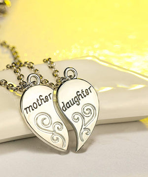 Mother & Daughter Heart Shaped Silver Plating Necklace