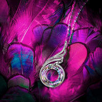 Aurora Borealis Wings Pave Pendant Necklace