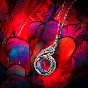 Aurora Borealis Wings Pave Pendant Necklace
