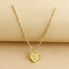 Sleek Gold Medallion Heart Shaped Link Pendant Necklace - All Letters Available