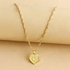 Sleek Gold Medallion Heart Shaped Link Pendant Necklace - All Letters Available