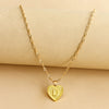 Sleek Gold Medallion Heart Shaped Link Pendant Necklace - All Letters Available