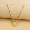 Sleek Gold Medallion Heart Shaped Link Pendant Necklace - All Letters Available
