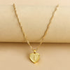 Sleek Gold Medallion Heart Shaped Link Pendant Necklace - All Letters Available
