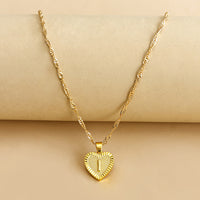 Sleek Gold Medallion Heart Shaped Link Pendant Necklace - All Letters Available