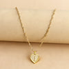 Sleek Gold Medallion Heart Shaped Link Pendant Necklace - All Letters Available