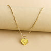 Sleek Gold Medallion Heart Shaped Link Pendant Necklace - All Letters Available