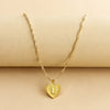 Sleek Gold Medallion Heart Shaped Link Pendant Necklace - All Letters Available
