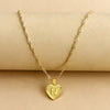 Sleek Gold Medallion Heart Shaped Link Pendant Necklace - All Letters Available