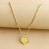 Sleek Gold Medallion Heart Shaped Link Pendant Necklace - All Letters Available