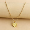 Sleek Gold Medallion Heart Shaped Link Pendant Necklace - All Letters Available