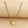 Sleek Gold Medallion Heart Shaped Link Pendant Necklace - All Letters Available
