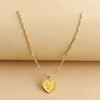 Sleek Gold Medallion Heart Shaped Link Pendant Necklace - All Letters Available