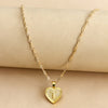 Sleek Gold Medallion Heart Shaped Link Pendant Necklace - All Letters Available