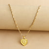 Sleek Gold Medallion Heart Shaped Link Pendant Necklace - All Letters Available