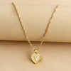 Sleek Gold Medallion Heart Shaped Link Pendant Necklace - All Letters Available