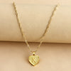 Sleek Gold Medallion Heart Shaped Link Pendant Necklace - All Letters Available