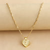 Sleek Gold Medallion Heart Shaped Link Pendant Necklace - All Letters Available