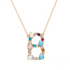 Multi-Rainbow Crystal Initial Gold Plating Necklace