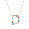 Multi-Rainbow Crystal Initial Gold Plating Necklace