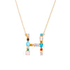 Multi-Rainbow Crystal Initial Gold Plating Necklace