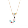 Multi-Rainbow Crystal Initial Gold Plating Necklace