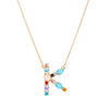 Multi-Rainbow Crystal Initial Gold Plating Necklace