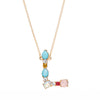 Multi-Rainbow Crystal Initial Gold Plating Necklace