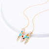 Multi-Rainbow Crystal Initial Gold Plating Necklace