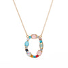 Multi-Rainbow Crystal Initial Gold Plating Necklace