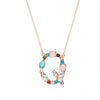 Multi-Rainbow Crystal Initial Gold Plating Necklace