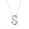 Multi-Rainbow Crystal Initial Gold Plating Necklace